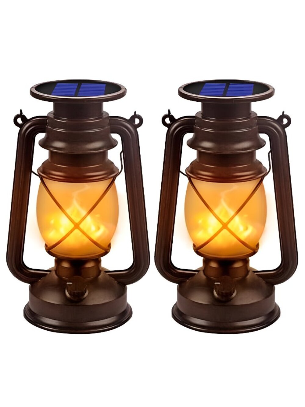 Solar Lanterns Outdoor Waterproof 2 Pack LED Flickering Light